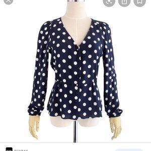 J. Crew navy polka dot top NWT size 8